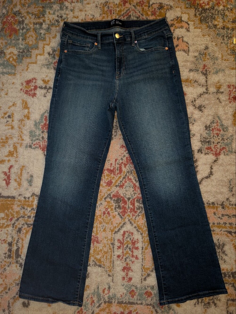 GAP Women's 8 Boot Cut Jeans Dark Blue Wash Casual Dress Fall Denim
